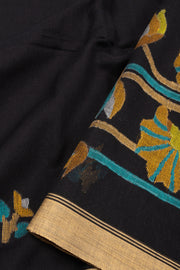 Black Handloom Jamdani Khadi Cotton Saree 10074368