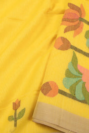 Yellow Handloom Jamdani Khadi Cotton Saree 10074369