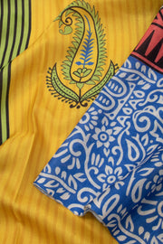 Yellow Printed Semi Tussar Silk Saree 10074901