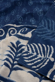 Indigo Blue Dyed Mulmul Cotton Saree 10075055