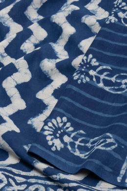 Indigo Blue Dyed Mulmul Cotton Saree 10075056