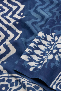 Indigo Blue Dyed Mulmul Cotton Saree 10075060