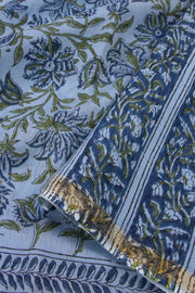 Blue Sanganeri Printed Silk Cotton Saree 10075709