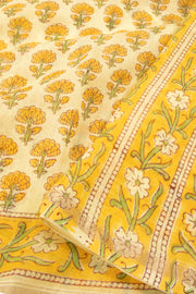 Yellow Sanganeri Printed Silk Cotton Saree 10075712