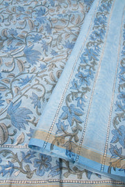 Blue Sanganeri Printed Silk Cotton Saree 10075713