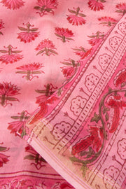 Pink Sanganeri Printed Silk Cotton Saree 10075716