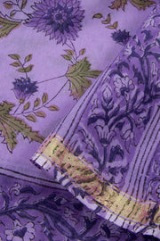 Purple Sanganeri Printed Silk Cotton Saree  10075717