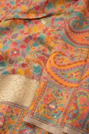 Cream Kashmiri Kani Light Silk Saree 10075976