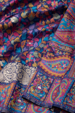 Blue Kashmiri Kani Light Silk Saree 10075978