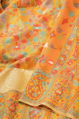 Yellow Kashmiri Kani Soft Silk Saree 10075979