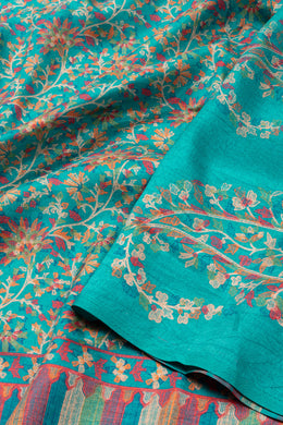 Blue Kashmiri Printed Silk Saree 10075982