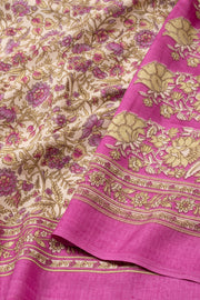 Cream Kashmiri Printed Silk Saree 10075989