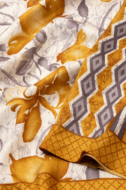 Cream Kashmiri Printed Silk Saree 10075990