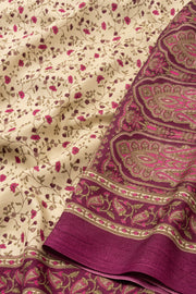 Cream Kashmiri Printed Silk Saree 10075991