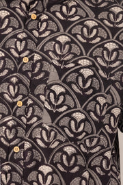 Black Half Sleeve Jahota Printed Cotton Mens Shirt 10076224