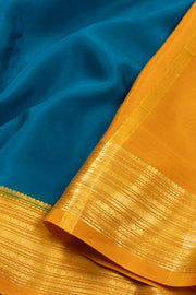 Blue Mysore Crepe Silk Saree With Zari Border 10076229