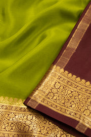 Green Mysore Crepe Silk Saree With Zari Border 10076233