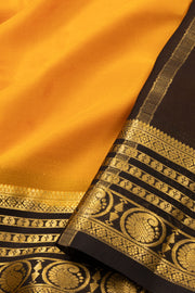 Yellow Mysore Crepe Silk Saree With Zari Border 10076241