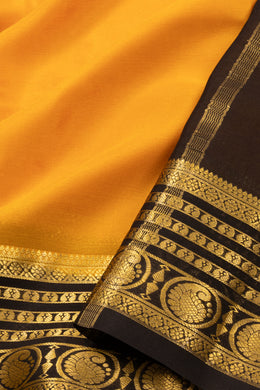 Yellow Mysore Crepe Silk Saree With Zari Border 10076241