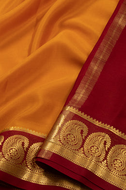 Yellow Mysore Crepe Silk Saree With Zari Border 10076236