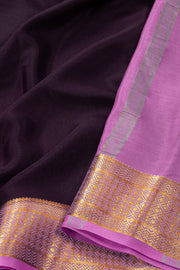 Purple Mysore Crepe Silk Saree With Zari Border 10076237