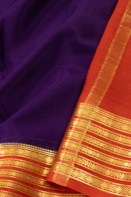 Purple Mysore Crepe Silk Saree With Zari Border 10076238