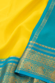 Yellow Mysore Crepe Silk Saree With Zari Border 10076240