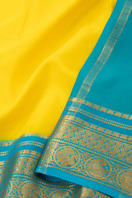 Yellow Mysore Crepe Silk Saree With Zari Border 10076240