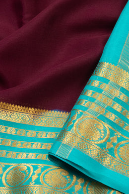 Purple Mysore Crepe Silk Saree With Zari Border 10076242