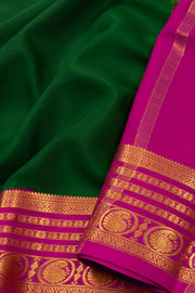 Green Mysore Crepe Silk Saree With Zari Border 10076243