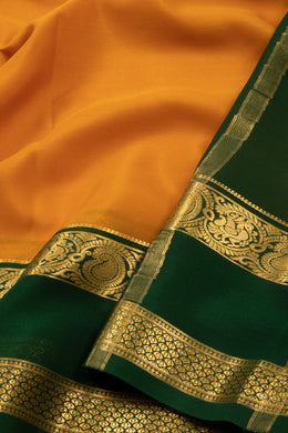 Yellow Mysore Crepe Silk Saree With Zari Border 10076244