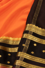 Orange Mysore Crepe Silk Saree With Zari Border 10076246