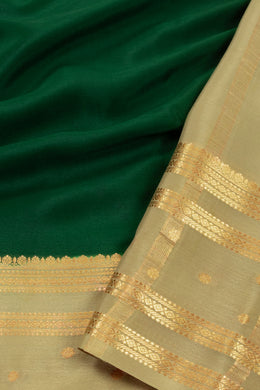 Green Mysore Crepe Silk Saree with Zari Border 10076247