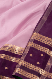 Pink Mysore Crepe Silk Saree With Zari Border 10076248