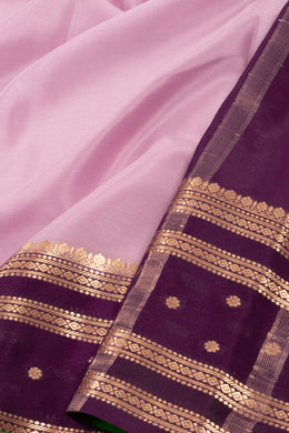 Pink Mysore Crepe Silk Saree With Zari Border 10076248