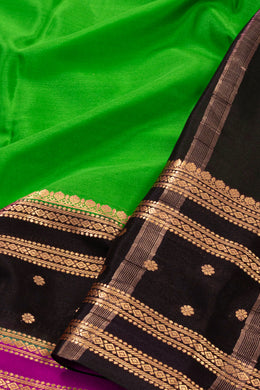 Green Mysore Crepe Silk Saree With Zari Border 10076249