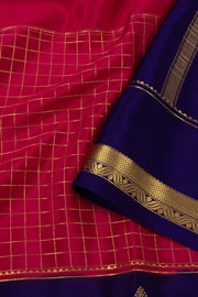 Magenta Mysore Crepe Silk Saree With Checks Design and Zari Border 10076253