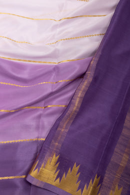 Ombre Dye Mysore Crepe Silk Saree In Purple And Lavender With Zari Stripes and Temple Border  10076256