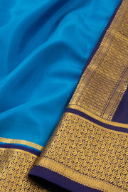 Blue Mysore Crepe Silk Saree With Zari Border 10076264