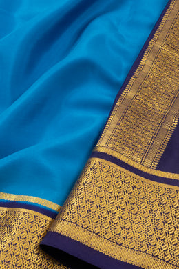 Blue Mysore Crepe Silk Saree With Zari Border 10076264