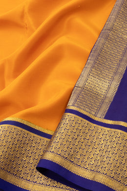 Yellow Mysore Crepe Silk Saree With Zari Border 10076265