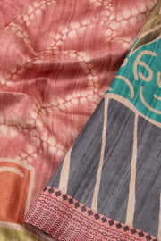 Brown Printed Semi Tussar Silk Saree With Tribal Motifs 10076268