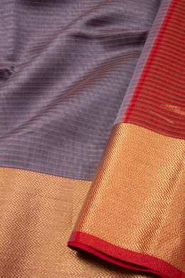 Grey Maheshwari Silk Cotton Saree 10076357