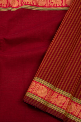 Festival Maroon Muppagam Handloom Kanchi Cotton Saree 10076479