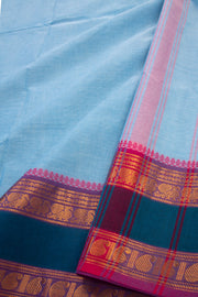 Angel Blue Handloom Kanchi Cotton Saree with Peacock And Paisley Zari Border 10076482