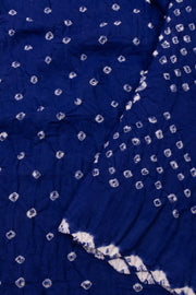 Ocean Night Blue Tie And Dye Bandhani Cotton Saree 10076490