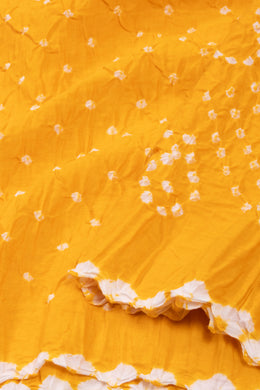 Sunflower Yellow Tie And Dye Bandhani Cotton Saree 10076492
