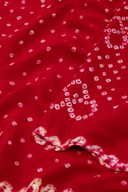 Berry Red Tie And Dye Bandhani Cotton Saree 10076493