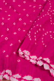 Bright Raspberry Pink Tie And Dye Bandhani Cotton Saree 10076495