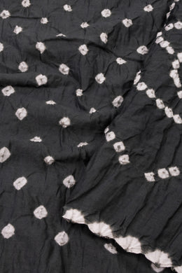 Smoky Charcoal Grey Tie And Dye Bandhani Cotton Saree 10076496
